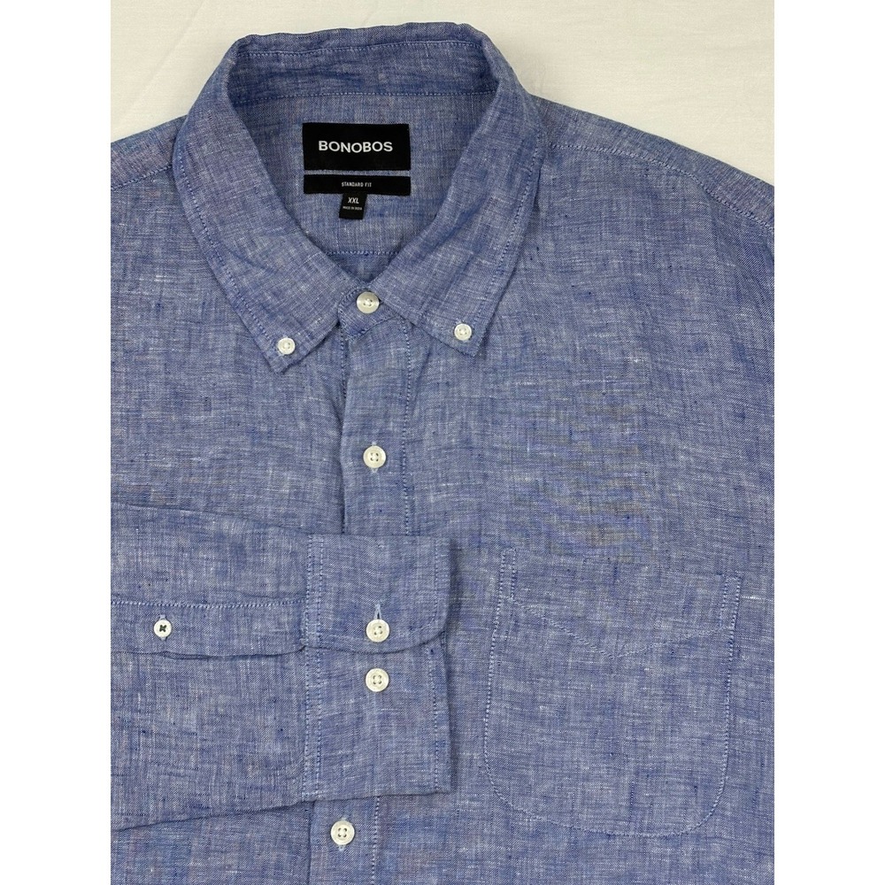 Bonobos Linen Chambray Long Sleeve Button-Down 2XL Leisure Bohemian Coastal EUC